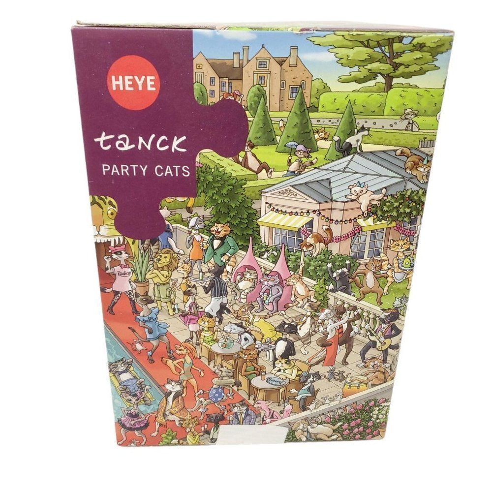 Heye Tanck Party Cats 1000 Piece Puzzle Poster Complete Triangle Box